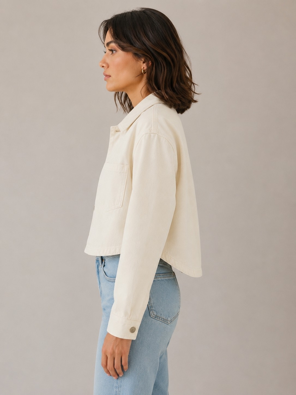 Z Supply Women's Cropped Cream Denim Jacket - NWT - Picture 3 of 10